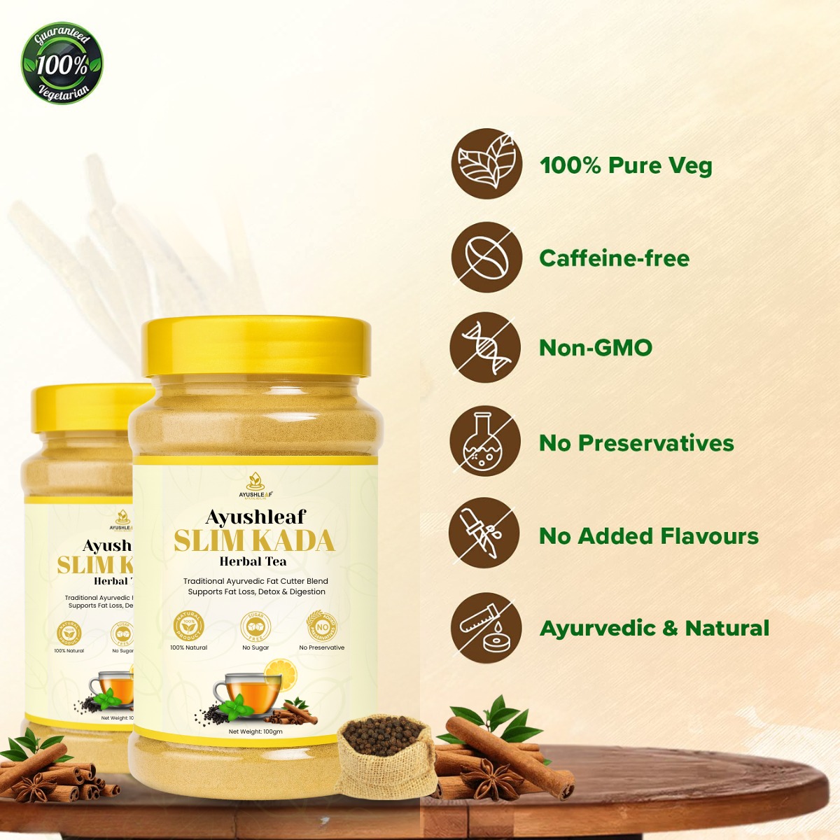 ayushleaf slim kada | herbal tea – ayurvedic fat loss & detox drink