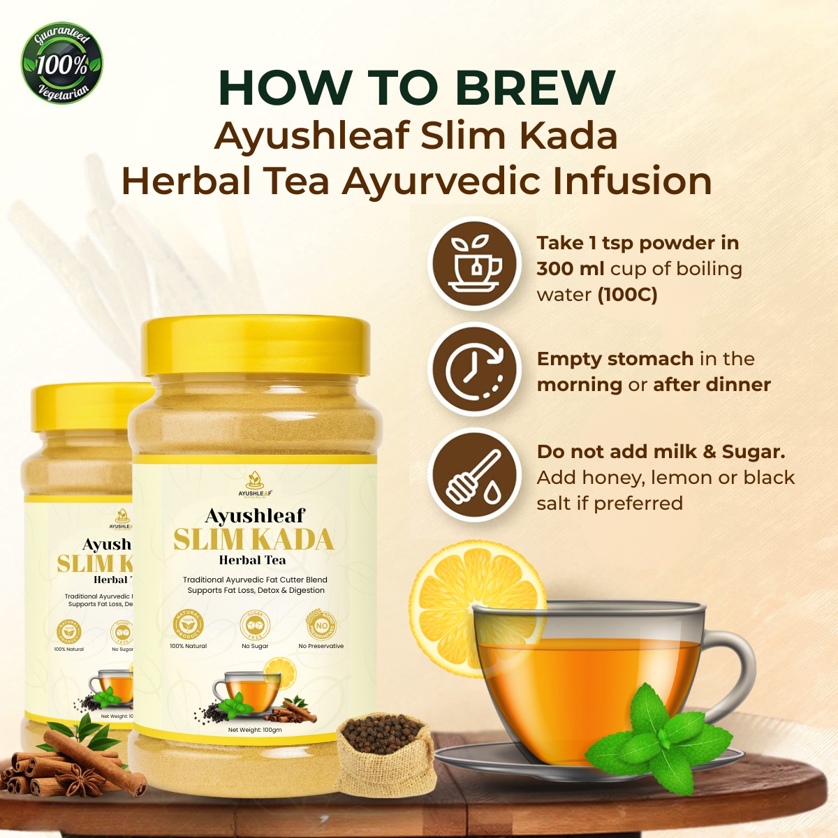 ayushleaf slim kada | herbal tea – ayurvedic fat loss & detox drink